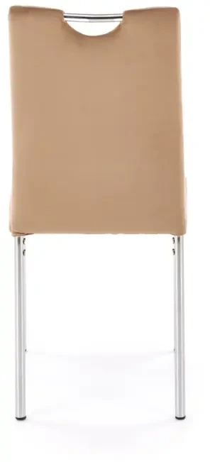 Krzesło tapicerowane K578 welurowe pikowane z oparciem do jadalni beżowy / srebrny