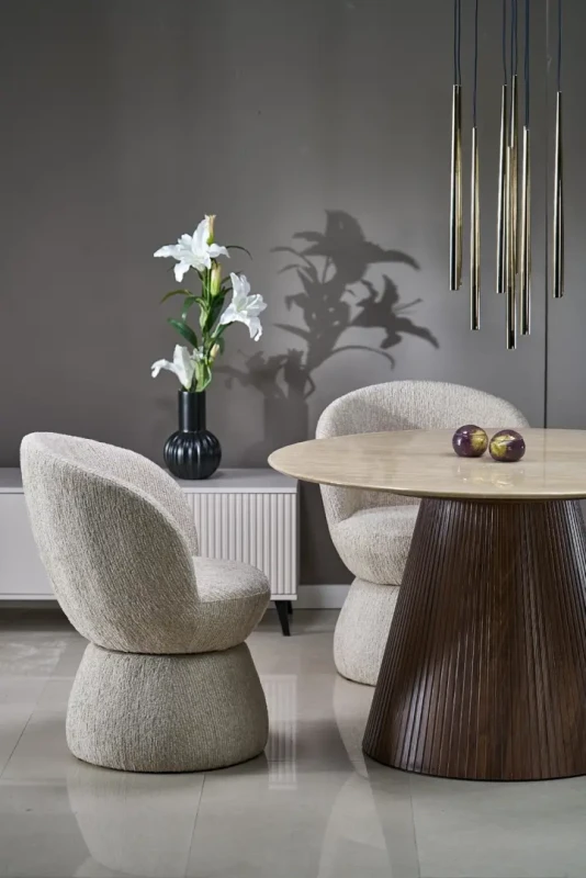 Krzesło obrotowe K581 tapicerowane do jadalni beżowy