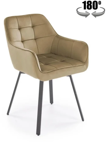 Krzesło obrotowe K588 tapicerowane do jadalni beżowy/czarny
