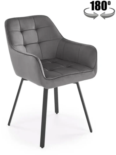 Krzesło obrotowe K588 tapicerowane do jadalni popielaty/czarny