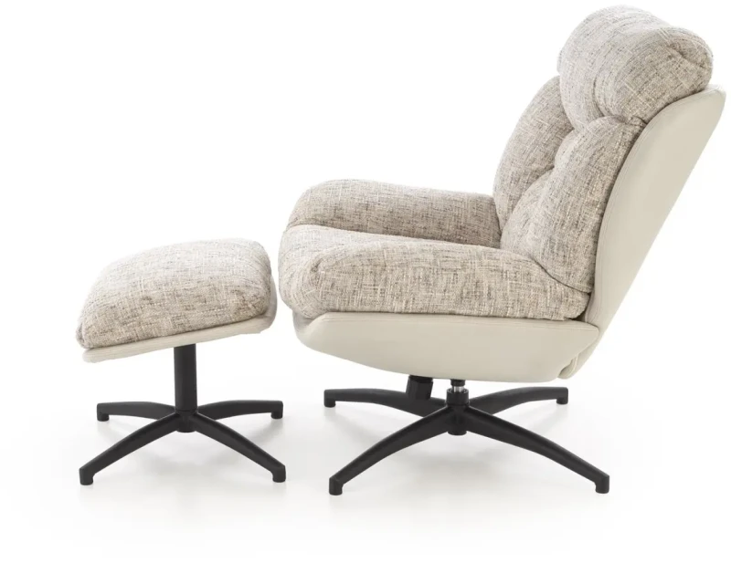 Fotel z podnóżkiem Kronos wypoczynkowy z funkcją kołyski do salonu beżowy