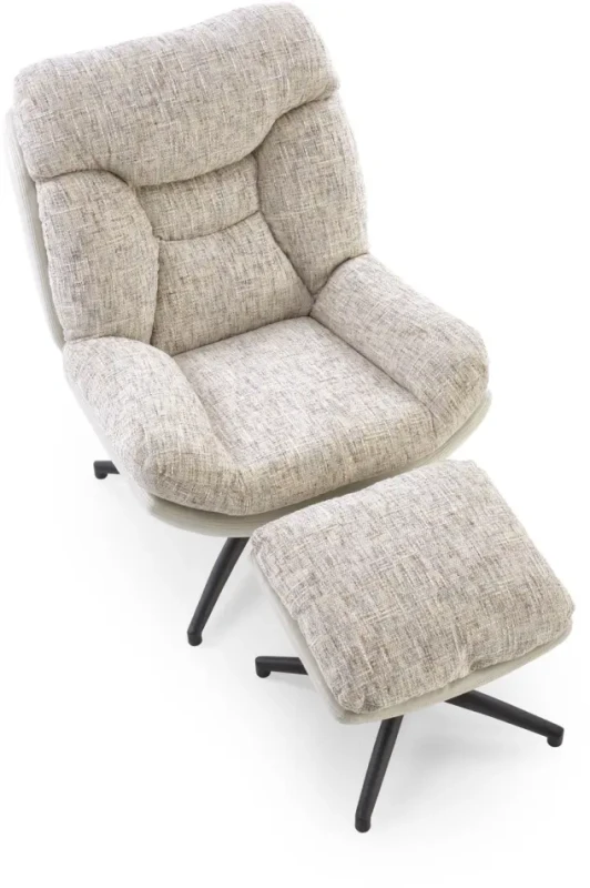 Fotel z podnóżkiem Kronos wypoczynkowy z funkcją kołyski do salonu beżowy