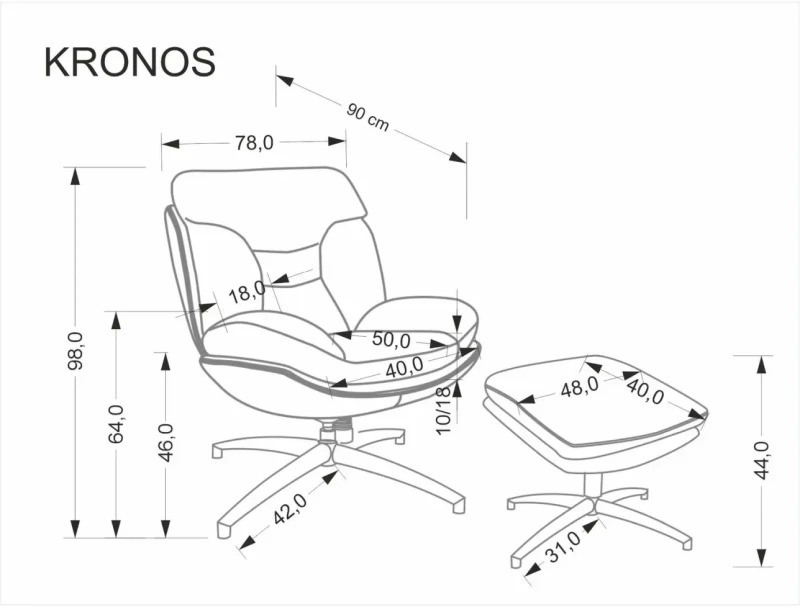 Fotel z podnóżkiem Kronos wypoczynkowy z funkcją kołyski do salonu beżowy