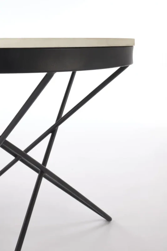 Ława stolik kawowy okrągły Leila 60 cm biały marmur / czarny