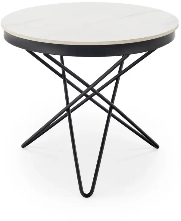 Ława stolik kawowy okrągły Leila 60 cm biały marmur / czarny
