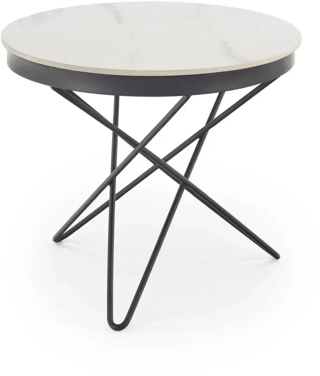 Ława stolik kawowy okrągły Leila 60 cm biały marmur / czarny