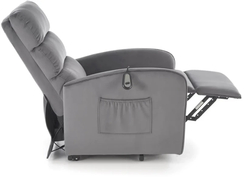 Fotel wypoczynkowy Maroni z funkcją elektrycznego rozkładania do salonu popielaty