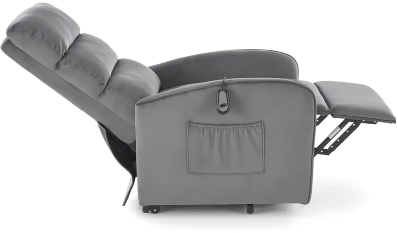 Fotel wypoczynkowy Maroni z funkcją elektrycznego rozkładania do salonu popielaty
