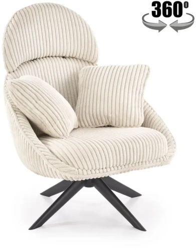 Fotel obrotowy Merry 2 tapicerowany do salonu kremowy