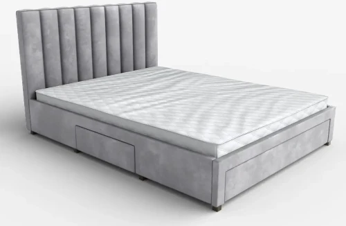Łóżko tapicerowane Grace 160x200 cm do sypialni z szufladami popiel