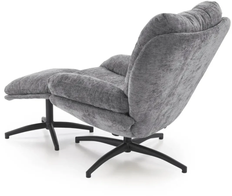 Fotel z podnóżkiem Pesto funkcja kołyski i obrotowe siedzisko do salonu popielaty