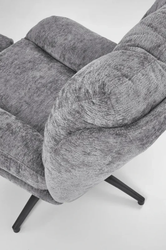 Fotel z podnóżkiem Pesto funkcja kołyski i obrotowe siedzisko do salonu popielaty