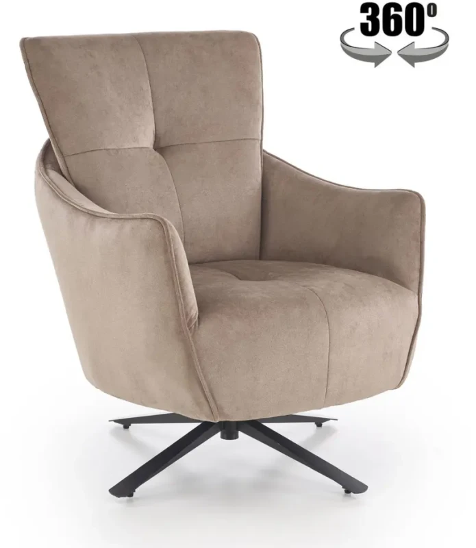 Fotel obrotowy Scampi tapicerowany do salonu cappuccino
