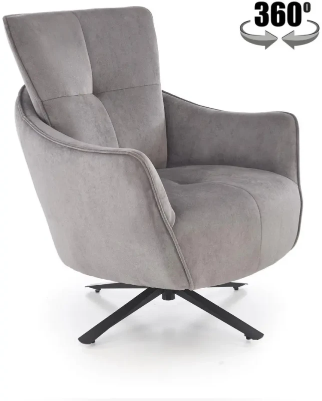 Fotel obrotowy Scampi tapicerowany do salonu popielaty