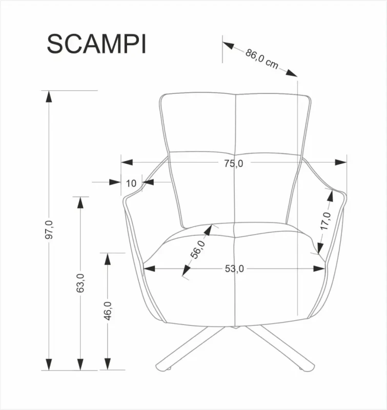 Fotel obrotowy Scampi tapicerowany do salonu popielaty