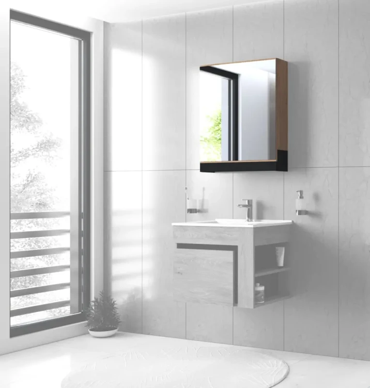 Szafka z lustrem Duesa do łazienki 60 cm dąb złoty