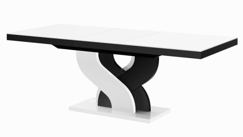 Stół rozkładany BELLA 160-256 cm Biało-czarny połysk