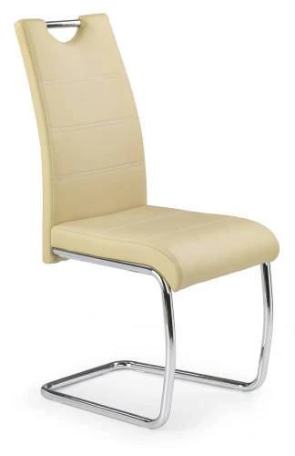 Krzesło tapicerowane K211 z uchwytem ekoskóra na płozach do jadalni beżowy