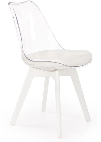 Krzesło K245 tapicerowane do jadalni bezbarwny / biały