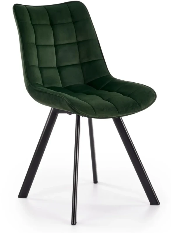 Krzesło K332 tapicerowane do jadalni ciemny zielony/czarny