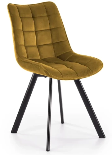 Krzesło K332 tapicerowane do jadalni musztardowy/czarny