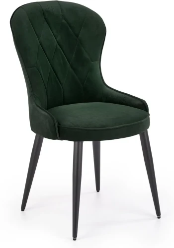 Krzesło K366 tapicerowane do jadalni ciemny zielony/czarny