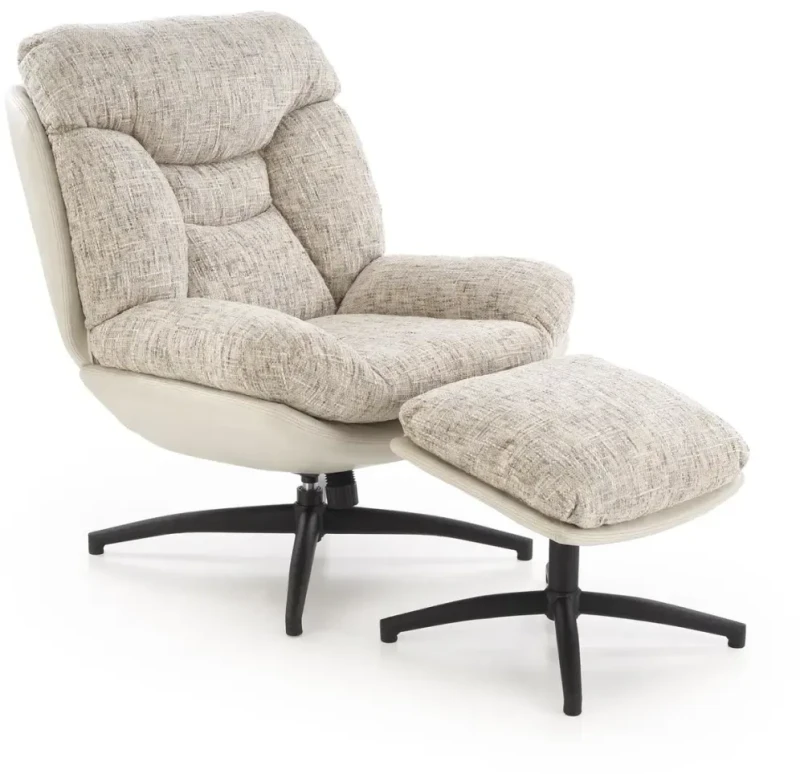 Fotel z podnóżkiem Kronos wypoczynkowy z funkcją kołyski do salonu beżowy