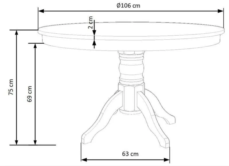 Stół okrągły Gloster 106 cm do jadalni biały