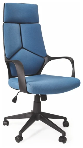 Fotel gabinetowy Voyager obrotowy z mechanizmem TILT do biura czarny / niebieski  OUTLET