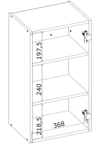 Szafka kuchenna Vento 40 cm górna wisząca 1-drzwiowa biały - rysunek techniczny