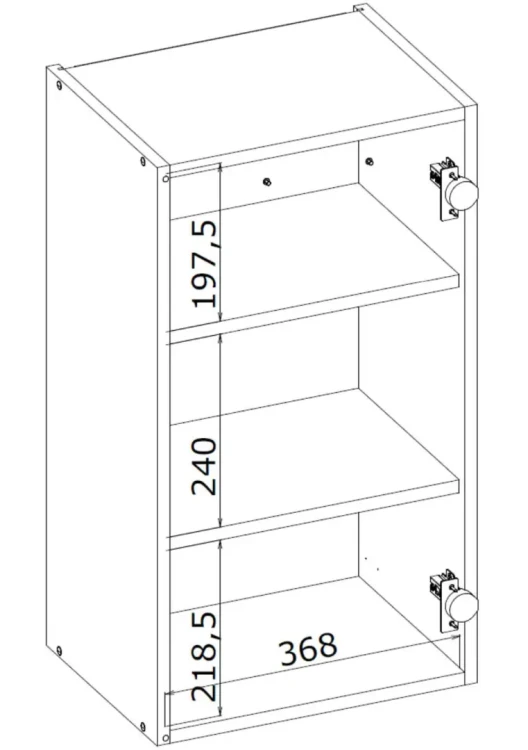 Szafka kuchenna Vento 40 cm górna wisząca 1-drzwiowa biały - rysunek techniczny