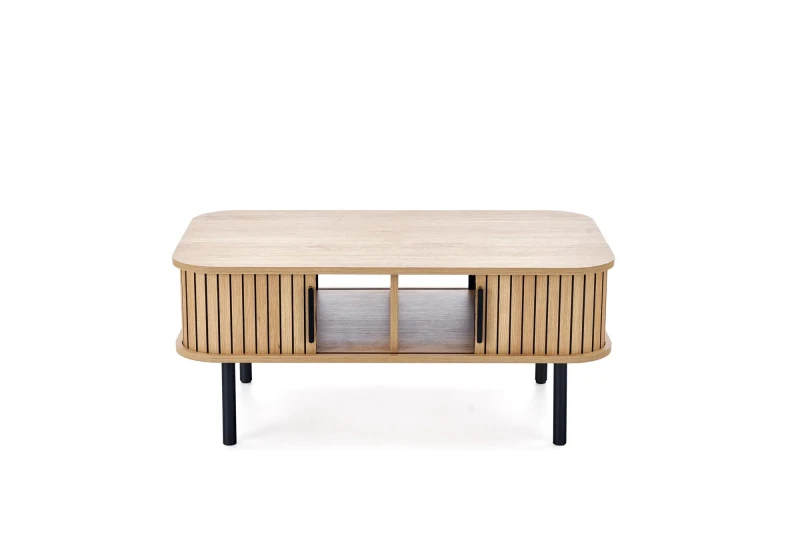 Ława stolik ANGELINA 90x50 cm z funkcją schowka naturalny / czarny