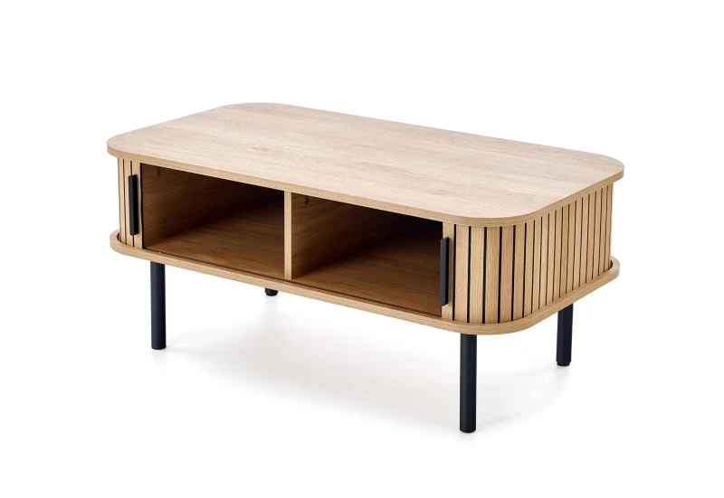 Ława stolik ANGELINA 90x50 cm z funkcją schowka naturalny / czarny