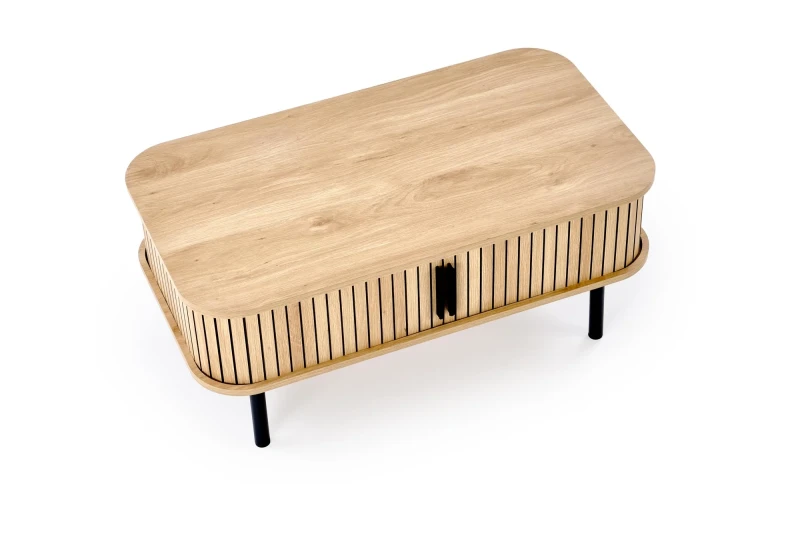 Ława stolik ANGELINA 90x50 cm z funkcją schowka naturalny / czarny