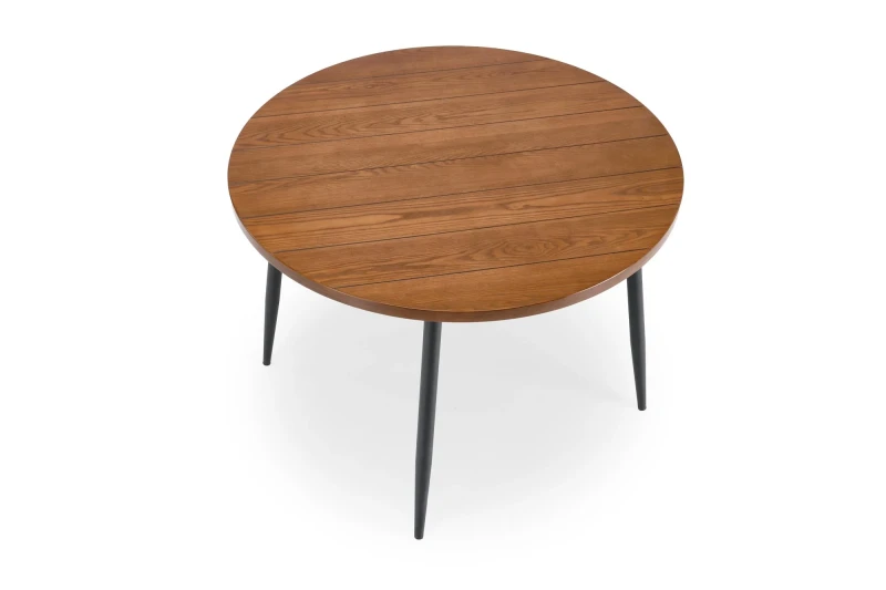 Stół okrągły BARRY 105 cm loftowy do jadalni z blatem orzechowy/czarny