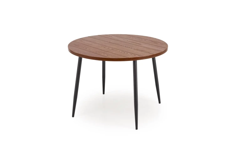 Stół okrągły BARRY 105 cm loftowy do jadalni z blatem orzechowy/czarny