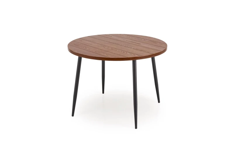 Stół okrągły BARRY 105 cm loftowy do jadalni z blatem orzechowy/czarny
