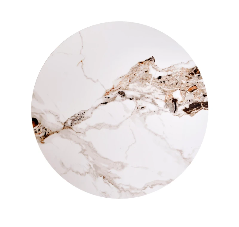 Stolik ława okrągła CARINA S 50 cm beżowy marmur/orzech