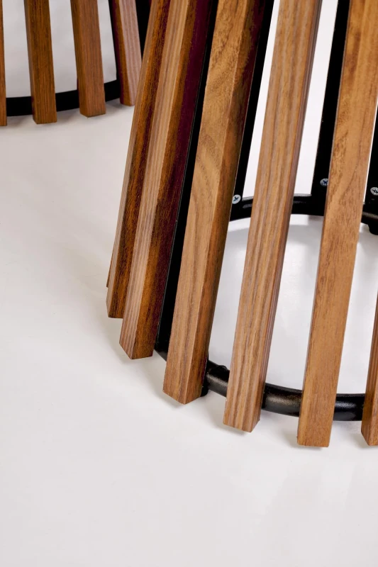 Stolik ława okrągła CARINA S 50 cm beżowy marmur/orzech