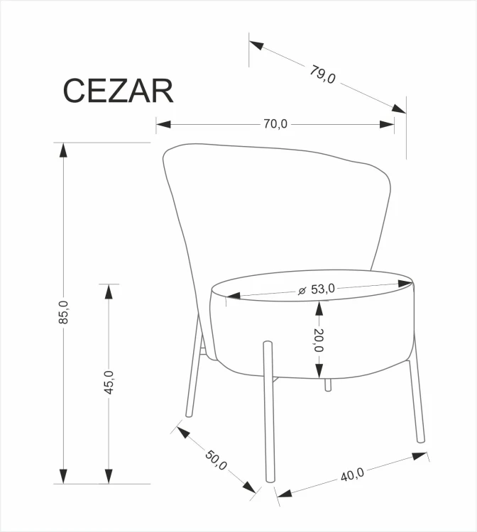 Fotel wypoczynkowy CEZAR do salonu beżowy / czarny
