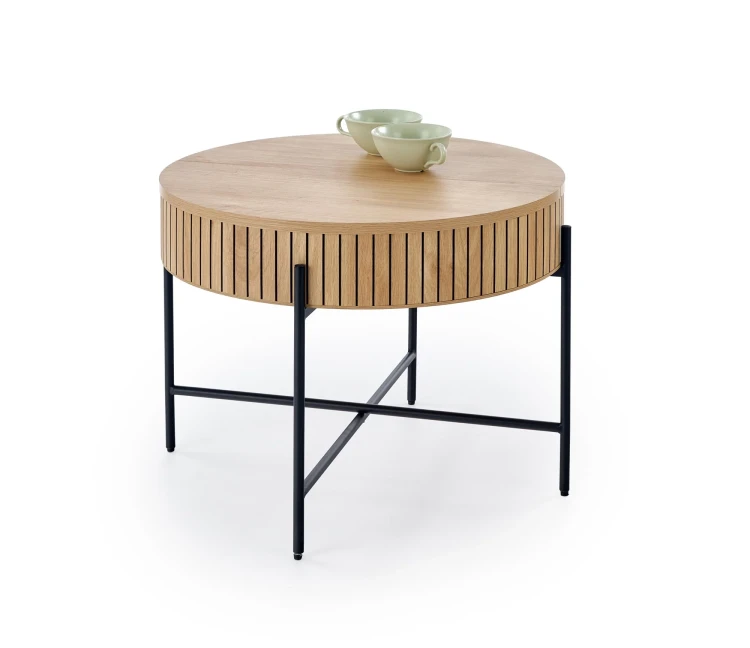 Zestaw 2 ław stolików DANTE z funkcją schowka loft naturalny / czarny