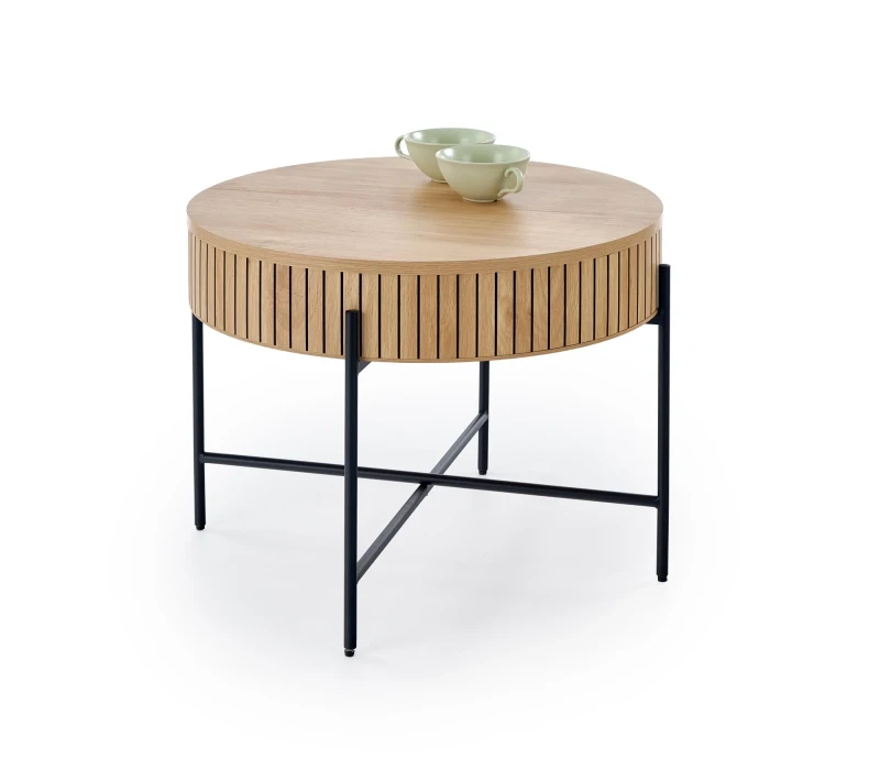 Zestaw 2 ław stolików DANTE z funkcją schowka loft naturalny / czarny