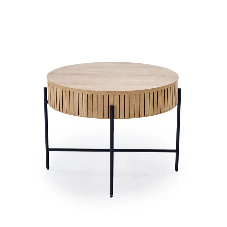 Zestaw 2 ław stolików DANTE z funkcją schowka loft naturalny / czarny