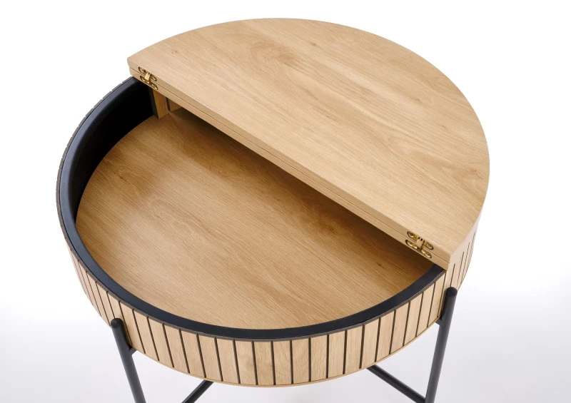 Zestaw 2 ław stolików DANTE z funkcją schowka loft naturalny / czarny