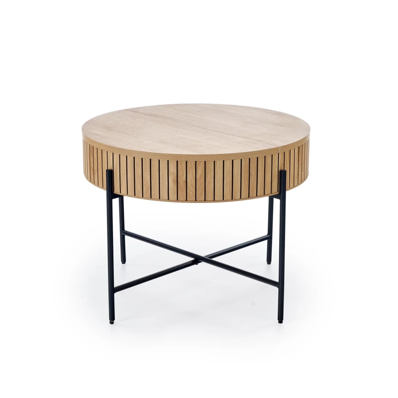 Zestaw 2 ław stolików DANTE z funkcją schowka loft naturalny / czarny