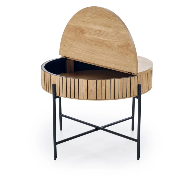 Zestaw 2 ław stolików DANTE z funkcją schowka loft naturalny / czarny