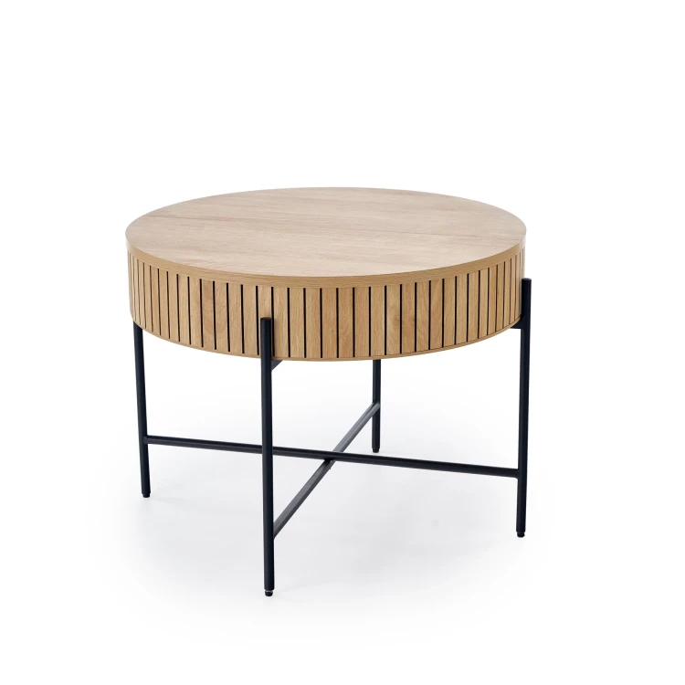 Zestaw 2 ław stolików DANTE z funkcją schowka loft naturalny / czarny