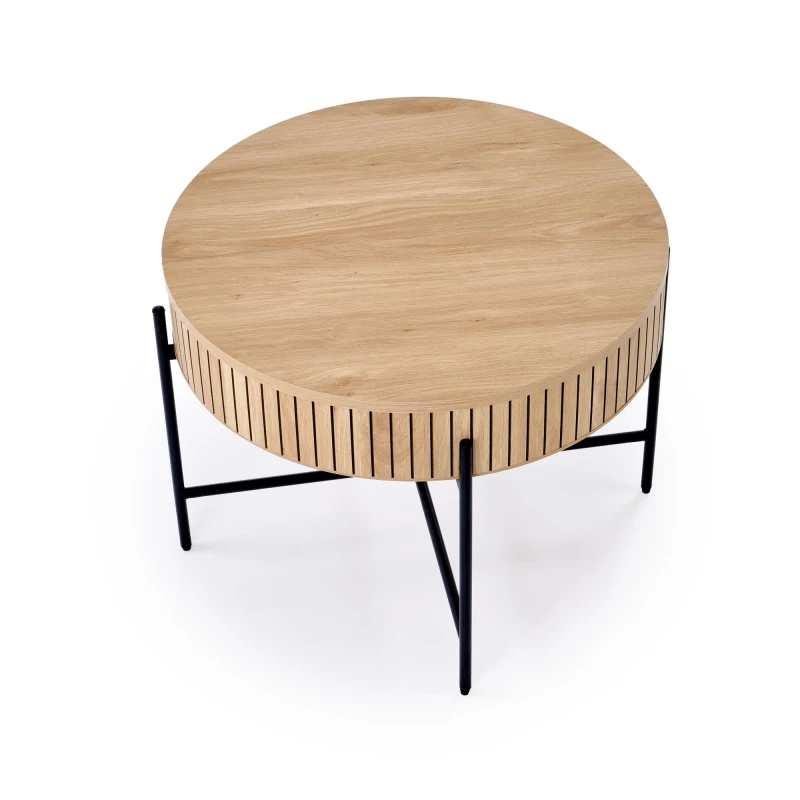 Zestaw 2 ław stolików DANTE z funkcją schowka loft naturalny / czarny