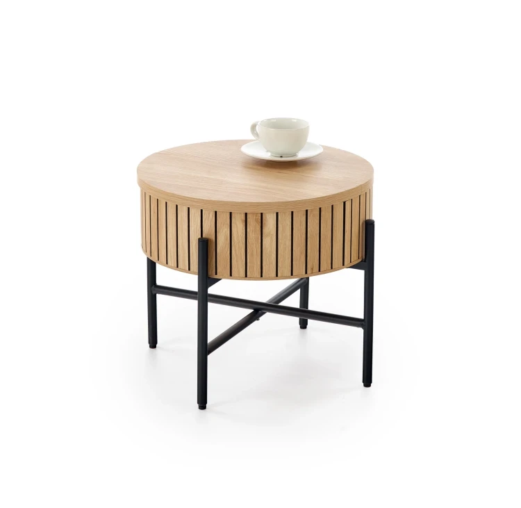 Zestaw 2 ław stolików DANTE z funkcją schowka loft naturalny / czarny