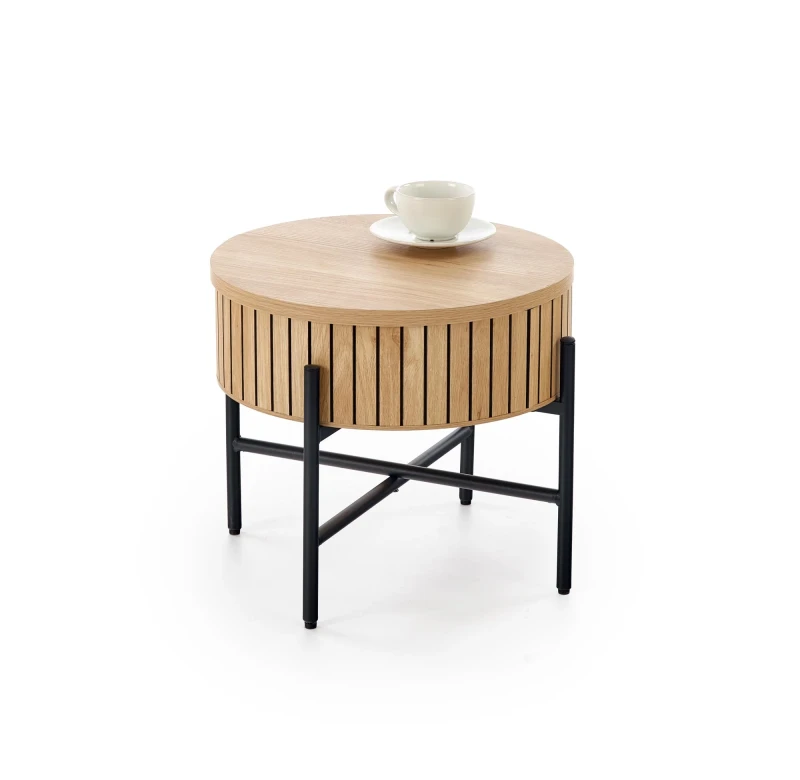 Zestaw 2 ław stolików DANTE z funkcją schowka loft naturalny / czarny